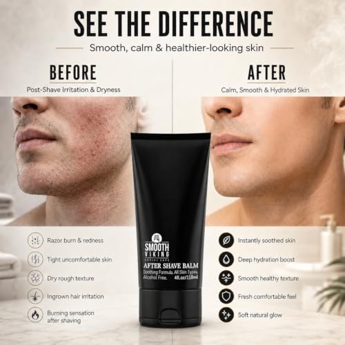 Men's After Shave Balm with Aloe & Shea Butter - Soothes & Hydrates 4oz