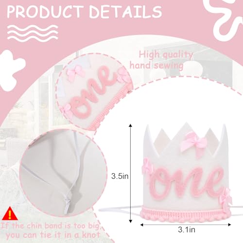 Pink Bow 1st Birthday Crown Hat for Girls - Bow Theme Decoration
