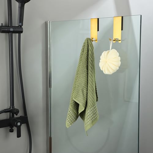Taozun Gold Shower Door Hooks, Stainless Steel Towel Hooks for Frameless Glass