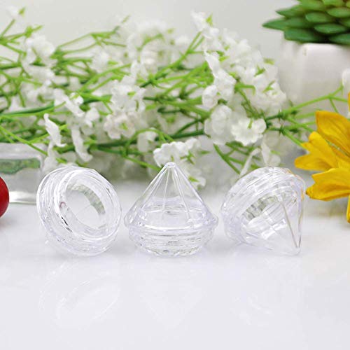 Healthcom 50 Pcs Diamond 5ml Clear Jars - Refillable Cosmetic Sample Jars with Lid (Diamond Shape 1)