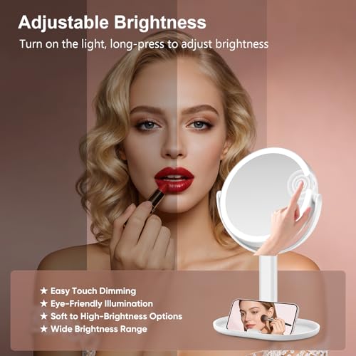 GONOBLE 7-Inch Rechargeable Lighted Makeup Mirror with 10X Magnification