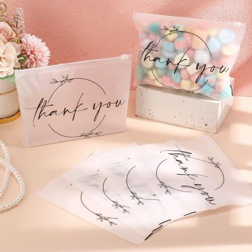 Ireer 100 Pcs Clear Makeup Bags Bulk EVA Gift Bags - Thank You Bags for Cosmetics & Travel
