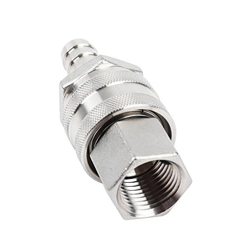 304 Stainless Steel Quick Disconnect Set for Homebrewing - 1/2" FPT & Barb Connectors