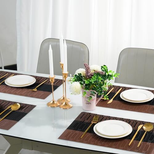 Set of 6 Non-Slip PVC Placemats - Heat Resistant Table Mats for Dining
