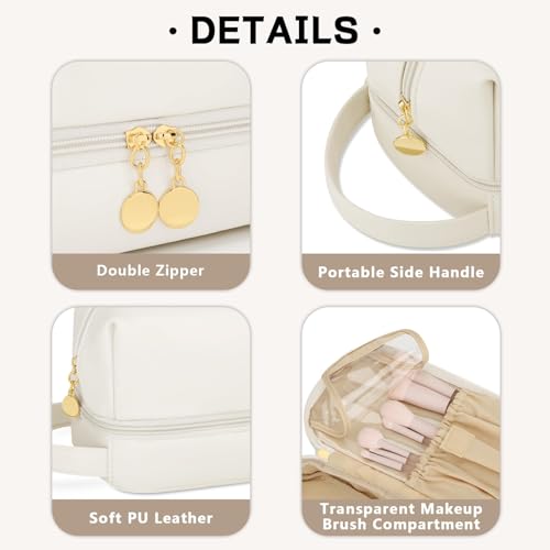 CLOUDWINGS Initial Double-Layer Makeup Bag - Waterproof Travel Organizer