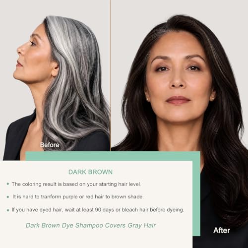 Fvquhvo Dark Brown Hair Dye Shampoo for Gray Hair - Instant Long Lasting Hair Color