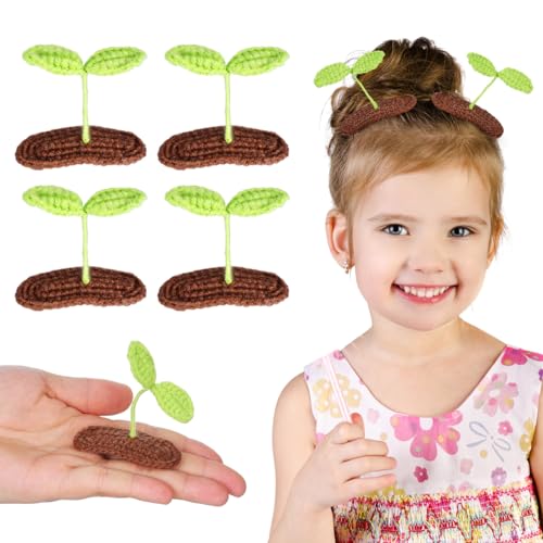 Bean Sprout Hair Clips - Hand-Knitted Woolen Plant Hair Accessories for Teens & Women
