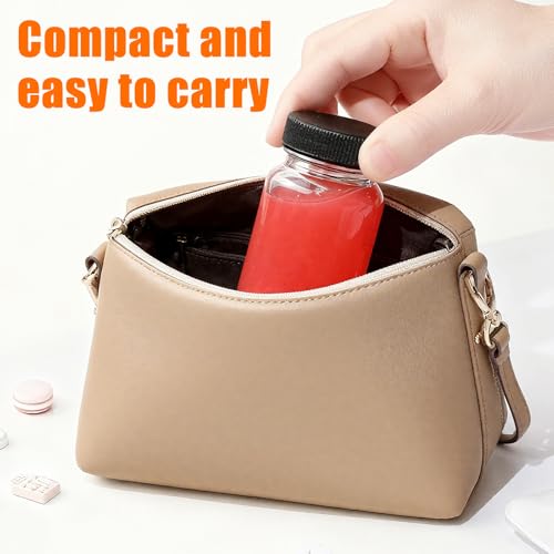 Yephets 20 Pack 2 oz Glass Shot Bottles with Black Lids & Labels - Leakproof Travel Sample Jars