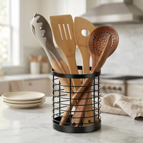 Stainless Steel Utensil Holder for Kitchen Counter - Space-Saving Design