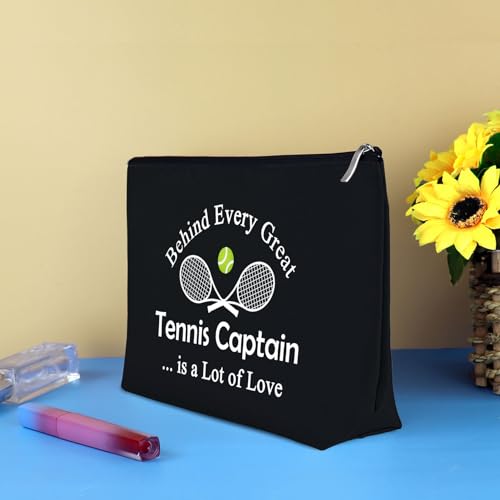 Mikela Black Tennis Captain Gift Makeup Bag - Tennis Team Travel Pouch