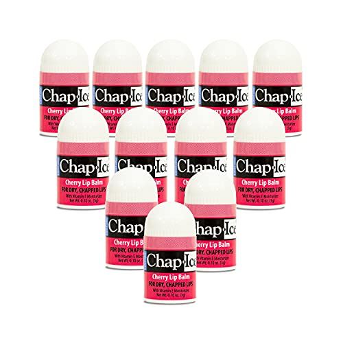 Chap-Ice Cherry Mini Lip Balm – 12-Count Pack with Vitamin E
