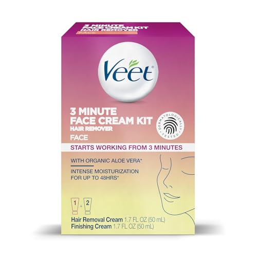 Veet 3 Minute Facial Hair Removal Cream Kit - 3.4 Fl Oz (Pack of 2)
