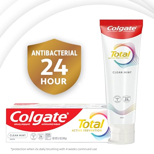 Colgate Total Active Prevention Fluoride Toothpaste, Clean Mint, 4 Pack