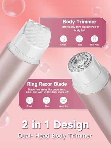 Qwedcxza Dual Head Bikini Trimmer for Women - IPX7 Waterproof Electric Razor