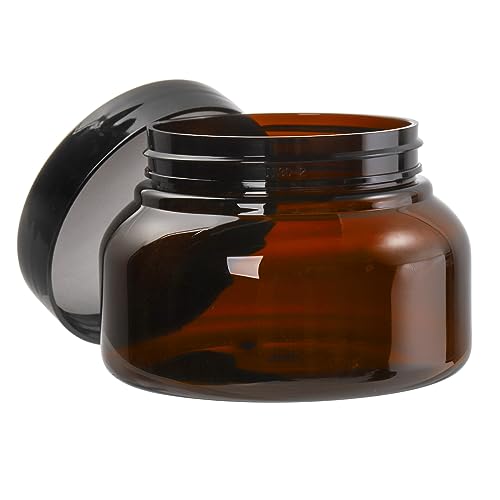 Yarlung 16 Pack 8oz Amber Plastic Jars with Lids for Body Butter & Scrubs