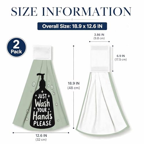 Microfiber Hand Towel Set of 2 with Loop | Just Wash Your Hands