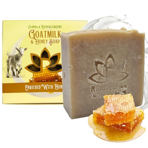 Relaxcation Natural Goat Milk & Honey Cold Process Soap Bar - Handcrafted in USA, Sensitive Skin