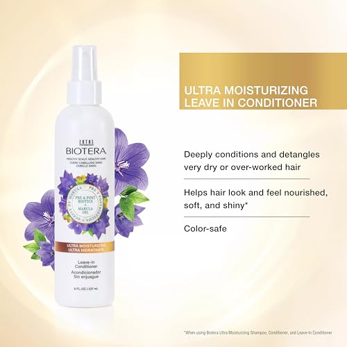 Biotera Ultra Moisturizing Leave-In Conditioner 8 Fl Oz - Deep Conditioning & Detangling for Dry Damaged Hair