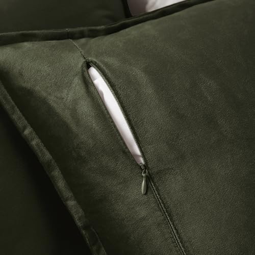 Olive Green Velvet Throw Pillow Covers 18x18 - Set of 2