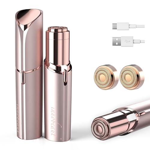 innobeaut Facial Hair Removal for Women, Electric Painless Facial Hair Remover for Face, Lip, Chin with USB Rechargeable and 2 Replacement Heads,Rose Gold