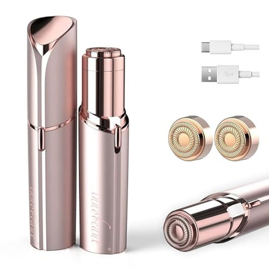 innobeaut Facial Hair Removal for Women, Electric Painless Facial Hair Remover for Face, Lip, Chin with USB Rechargeable and 2 Replacement Heads,Rose Gold