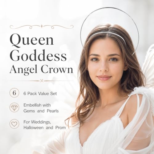 Lawie 6 Pack Silver Double-Layer Halo Crown Headbands Tiara Hair Accessories DIY Bridal Party
