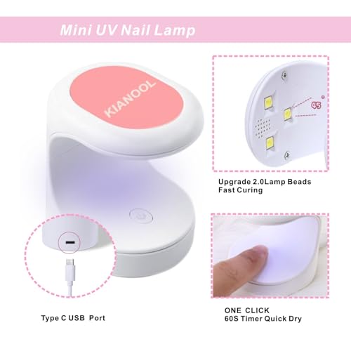 KIANOOL Square UV KIT-2025 Gel Nail Tips Kit - 552 pcs with Mini Lamp