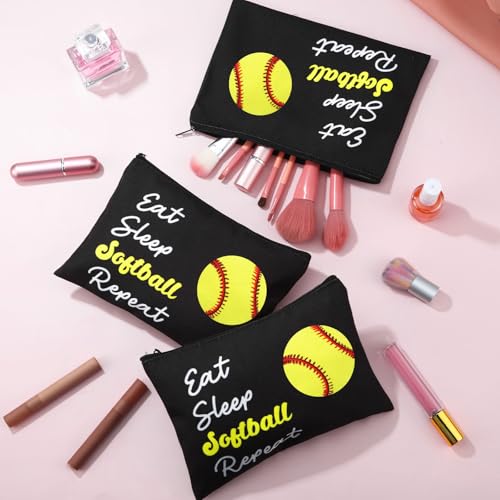 12 Pcs Softball Team Makeup Bags - Canvas Travel Toiletry Pouch for Sports