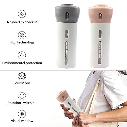 Pink 2 Pack 4-in-1 Travel Dispenser Bottles, Leak-Proof & Portable