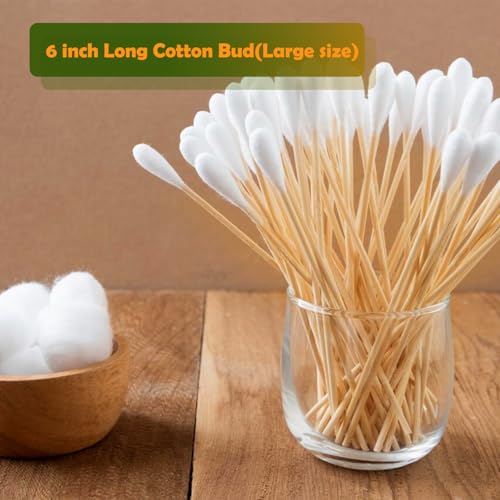 100 Pack 6-Inch Bamboo Cotton Swabs for Pet Care & Cleaning