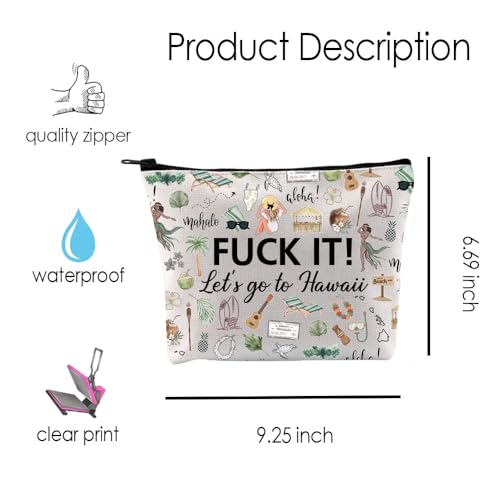Hawaii Travel Makeup Bag - Go to Hawaii Cosmetic Pouch for Her