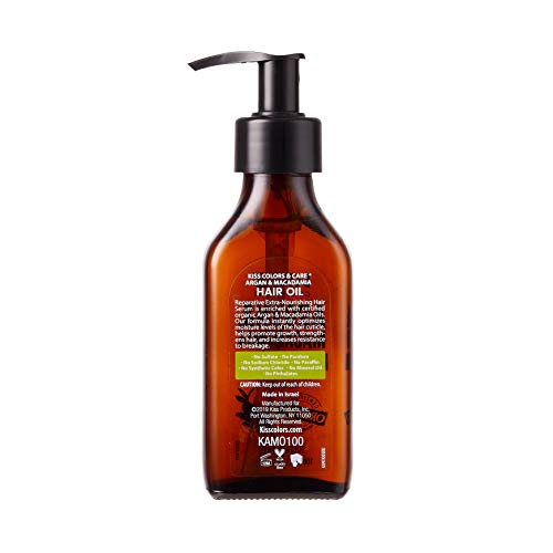 Kiss Argan & Macadamia Hair Oil Serum 3.38 fl oz - Nourishing Repair & Volumizing