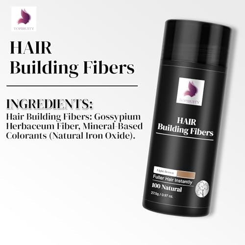 TOPIBUITY Hair Building Fibers & Applicator Set - Light Brown