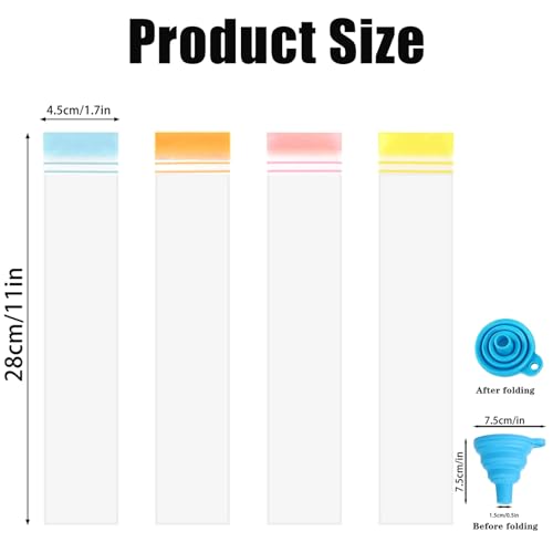 200 BPA-Free Popsicle Mold Bags with Silicone Funnel - Double Zip Seal