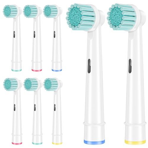 Valuabletry White 8-Pack Replacement Toothbrush Heads for Oral B Electric Toothbrushes, Sensitive Soft Bristles, Compatible with Pro, Genius, Vitality