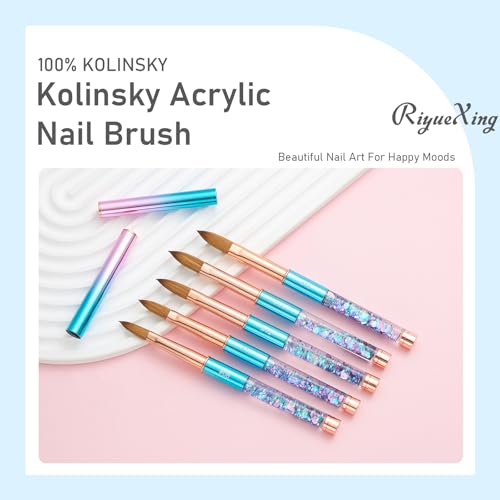 RIYUEXING Size 08 Blue Kolinsky Acrylic Nail Brush for Nail Art & Manicure