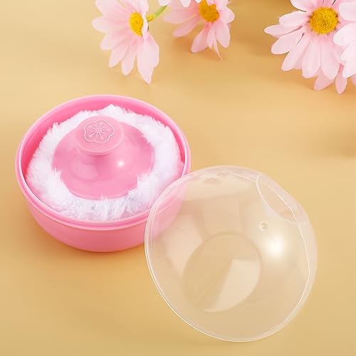 WLLHYF Large Pink Body Puff with Container for Baby & Adult