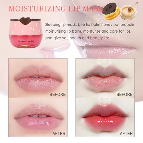Deepmind 2 PCS Bee Lip Balm & Strawberry Lip Mask Set