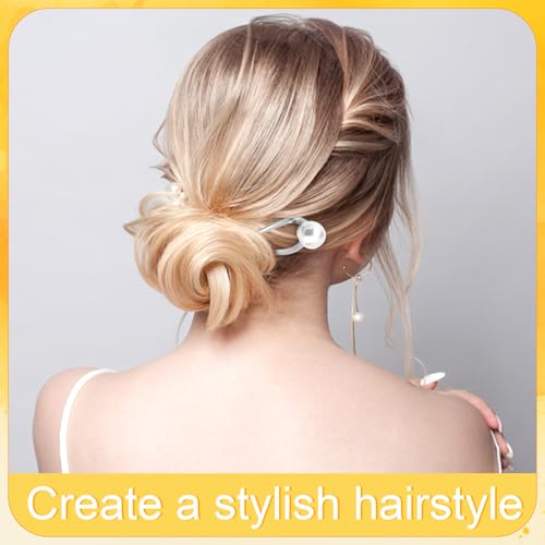 French Pearl Hair Pins 2pcs, Metal U-Shape Hair Clips for Women, Gold & Silver