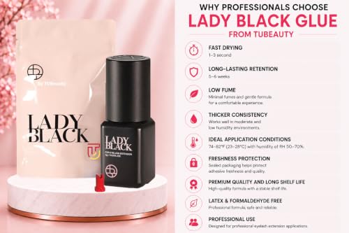 TUBeauty Sky Lady Black Eyelash Extension Adhesive 5ml - Max Bonding Strength, Professional Use, Variation 1 Bottle