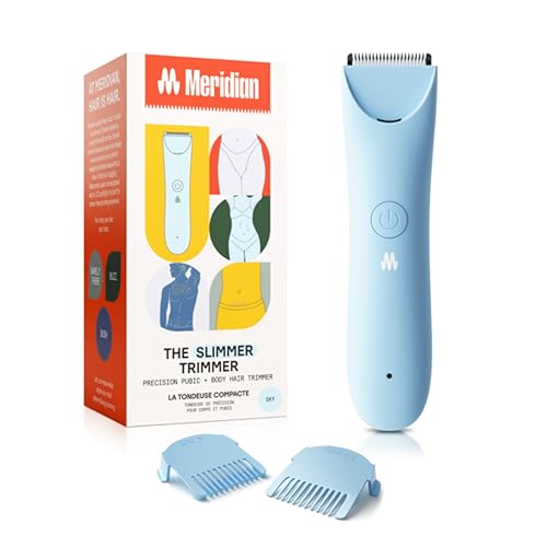 MERIDIAN Slimmer Trimmer ? Electric Bikini Line & Pubic Hair Trimmer for Women, Body Hair Groomer for Intimate Areas, Legs & Underarms, Waterproof & Rechargeable, Sky
