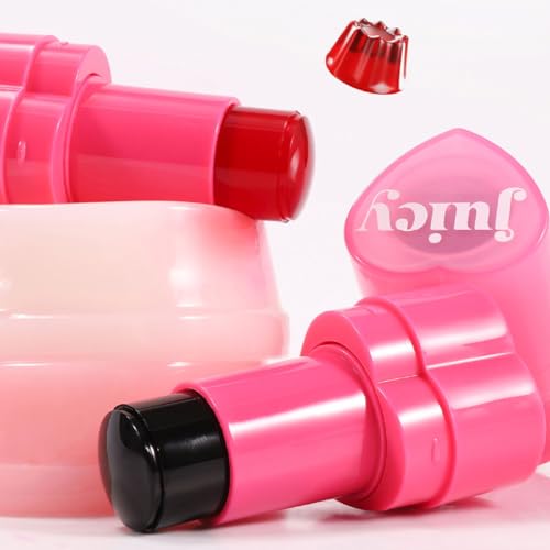 Tiejdhr 3-in-1 Jelly Lip & Cheek Tint Stick 0.32 oz 03+04 – Moisturizing Lip Gloss, Blush & Eyeshadow