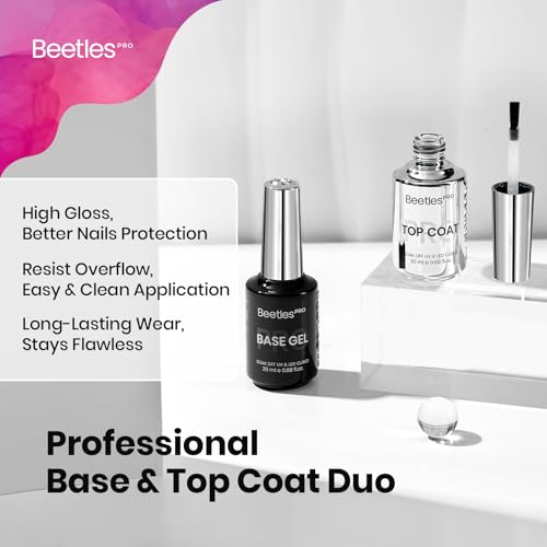 Beetles Professional Gel Base and Top Coat Set - 20ml Long-Lasting Shine