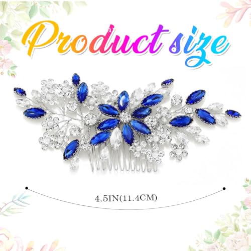 Catery Blue Rhinestone Wedding Hair Comb - Floral Bridal Hair Accessory