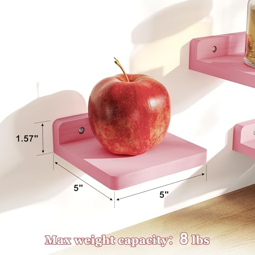 SRIWATANA 5-Inch Floating Shelves Set of 4 - Compact Wood Wall Shelves for Home Decor