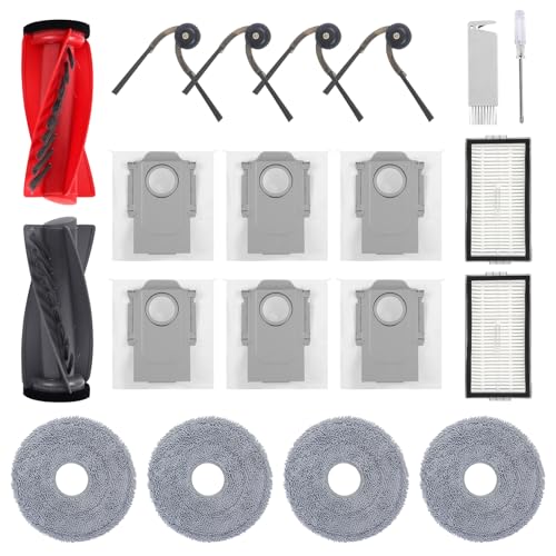 Roborock & Qrevo Vacuum Replacement Parts Kit - 1 Main Brush, 2 Filters, 4 Side Brushes, 4 Mop Pads, 6 Dust Bags