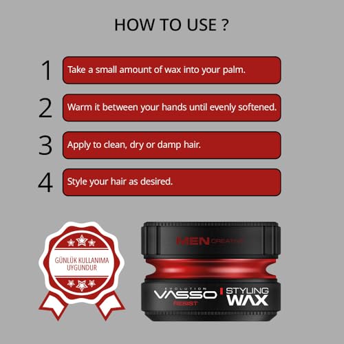 Vasso Resist Hair Styling Wax for Men, Ultra Hold, 5.07 fl oz