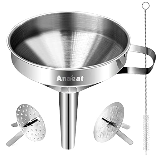 Anaeat Stainless Steel Kitchen Funnel with Strainer Filter - 4.1 inch