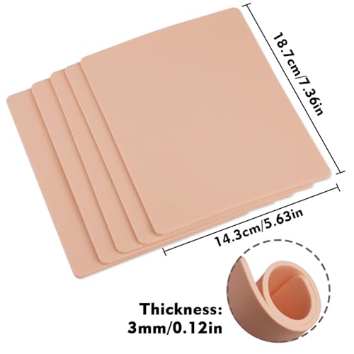 Rayyl 3mm Silicone Tattoo Practice Skin - 10 Pack Double-Sided Fake Skin