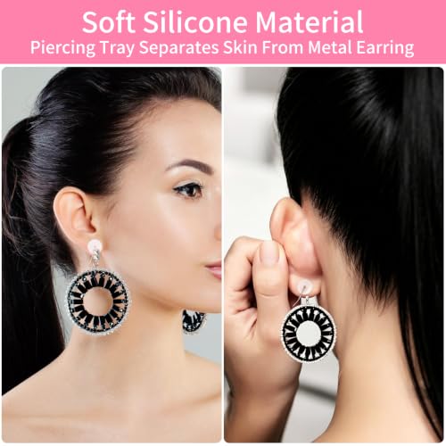120 Pcs Clear Silicone Piercing Discs - 4 Sizes for Earring Support